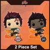 Funko Pop Demon Slayer Tanjiro Kamado Flamming Sword Exclusive and Glow in the Dark "CHASE" version with Special Edition Sticker Set of 2