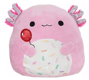 8” Squishmallows Archie the Pink  Axolotl with Balloon