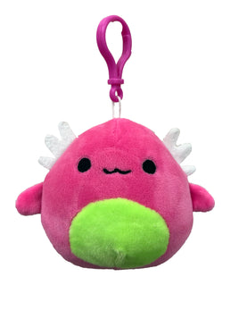 Squishmallows 3.5" Exclusive BlackLight Collection Archie the Axolotl - Hanger Clip