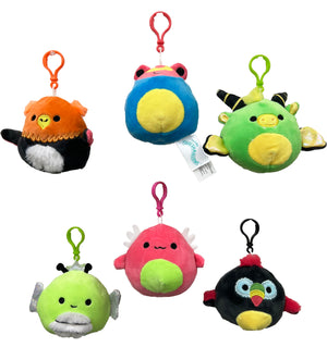 Squishmallows 3.5" Exclusive BlackLight Collection Set of All 6 Characters - Hanger Clips