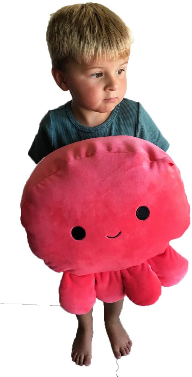 SQUISHMALLOWS 12" Super Soft Mochi Squishy Plush Toy - Veronica The Neon Pink Octopus Plushie