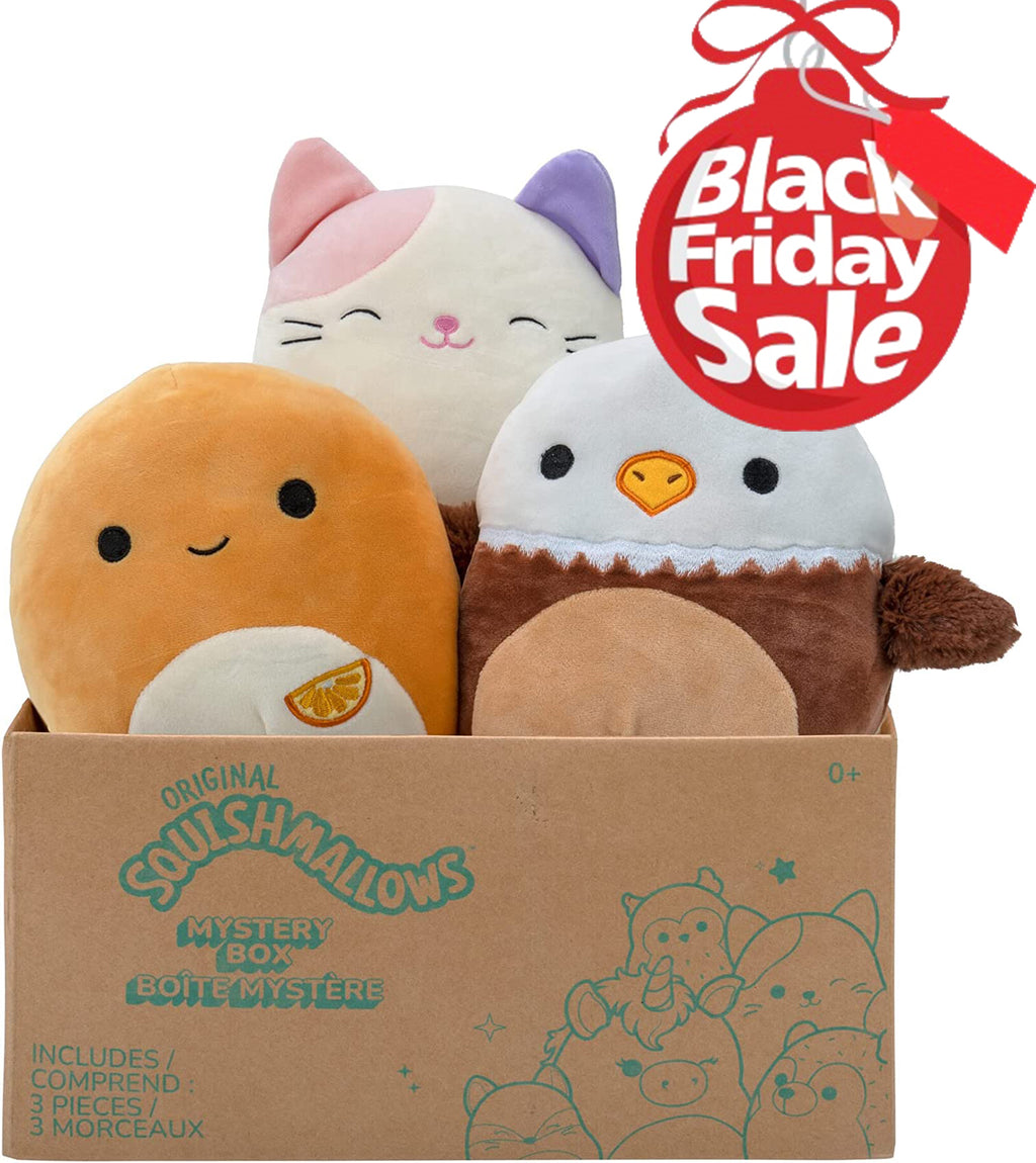 Squishmallows 8" Plush Mystery Bundle Three Pack – Characters and Styles Will Vary – Includes 3 Random 8” Squishmallows. Box not Included